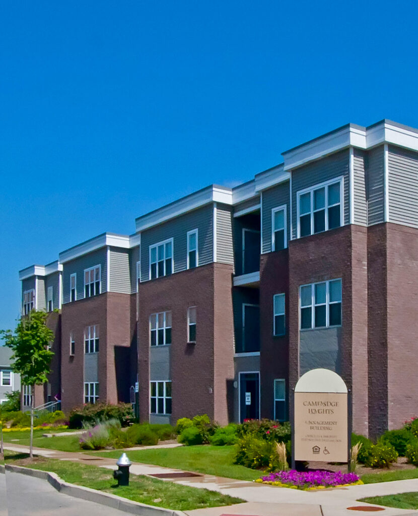 Cambridge Heights building exterior with entrance signage.