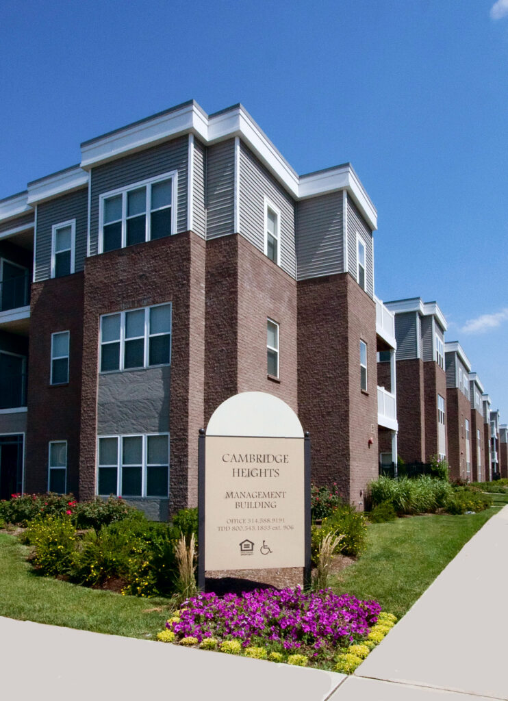 Cambridge Heights building exterior with entrance signage.