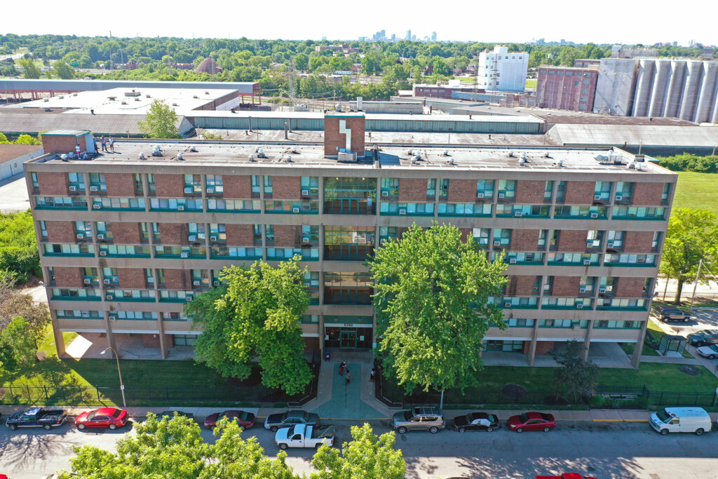 Aerial of Euclid Plaza Elderly building.