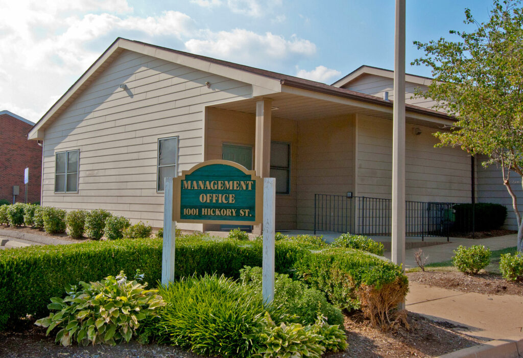 LaSalle Park building exterior with management office signage.